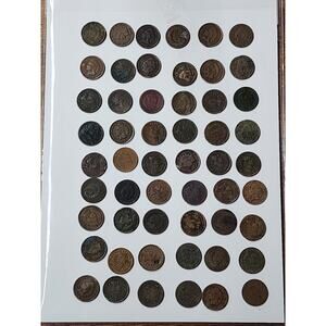 Lot of 45 Indian Head Cent Pennies - Circulated, G, 1880-1907.